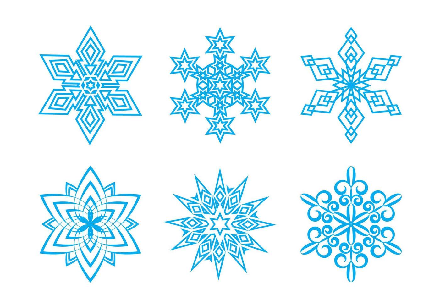 Snowflakes vector set. Vector pack of snowflakes design templates. Winter decoration elements