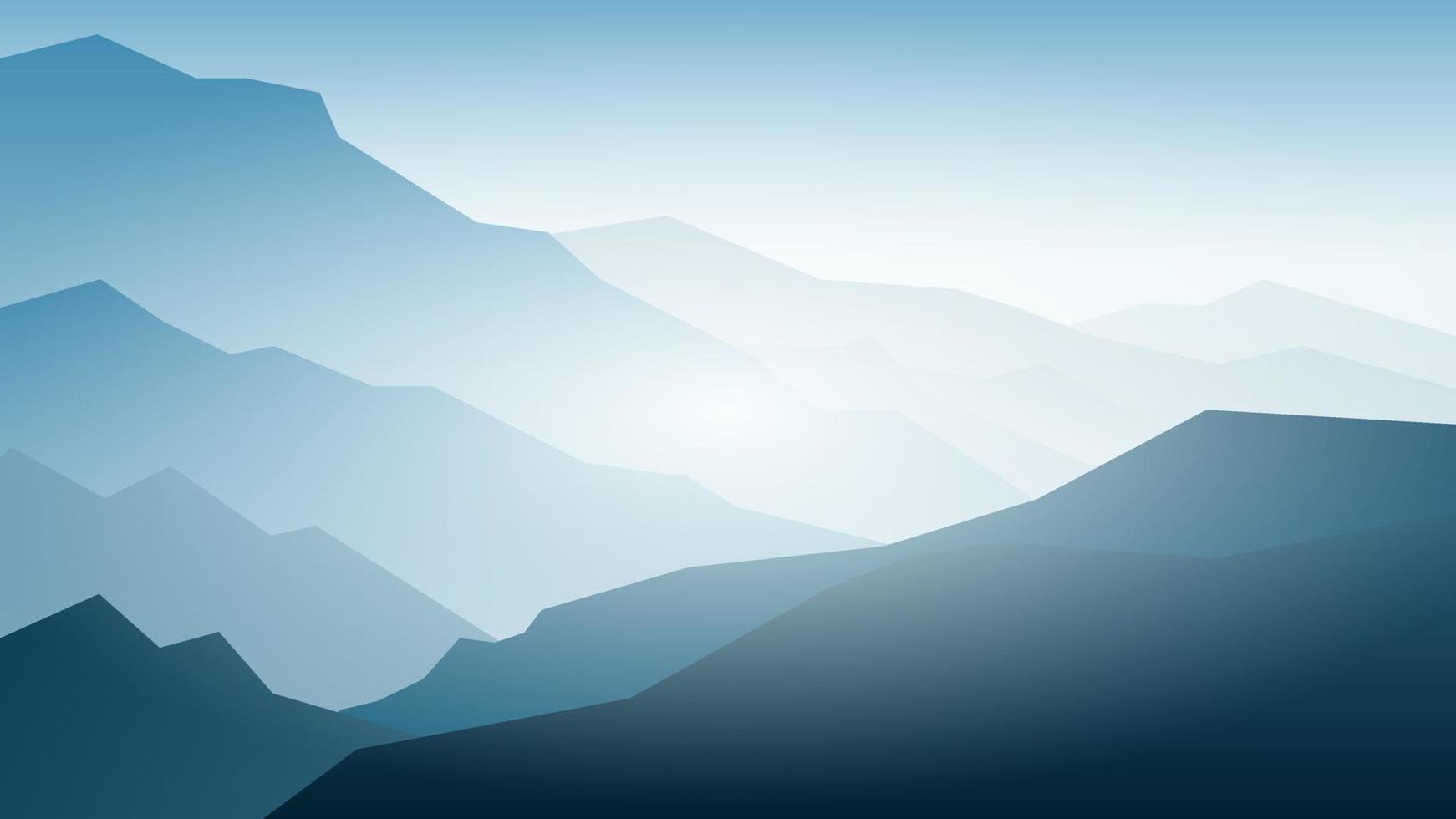 paisaje de montaña azul con niebla vector