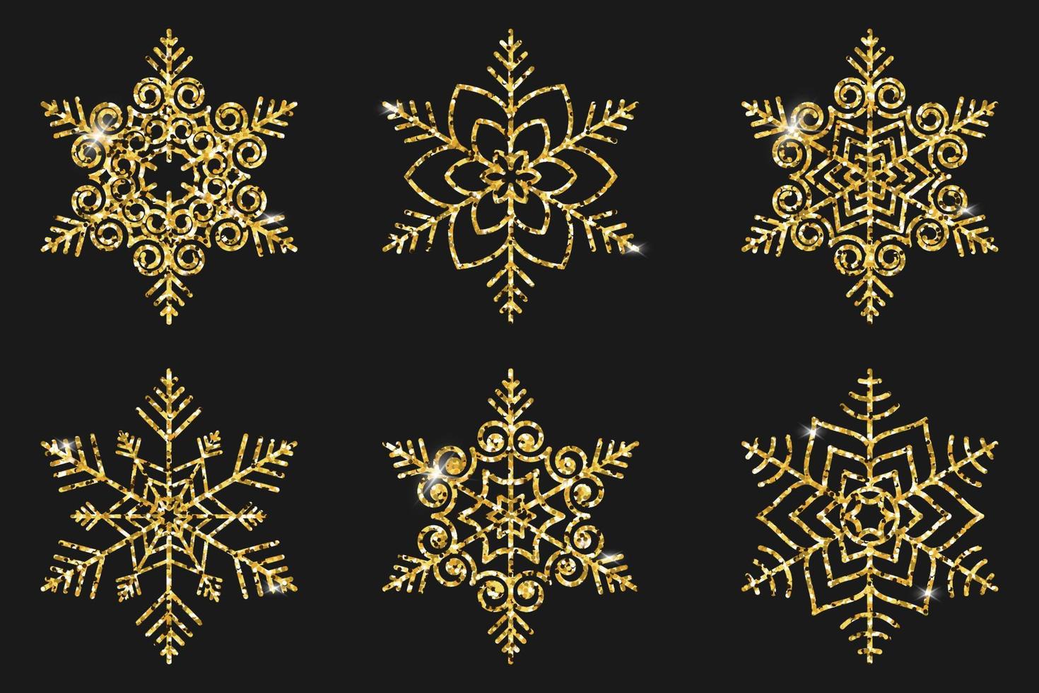 Set of golden snowflakes for design vector