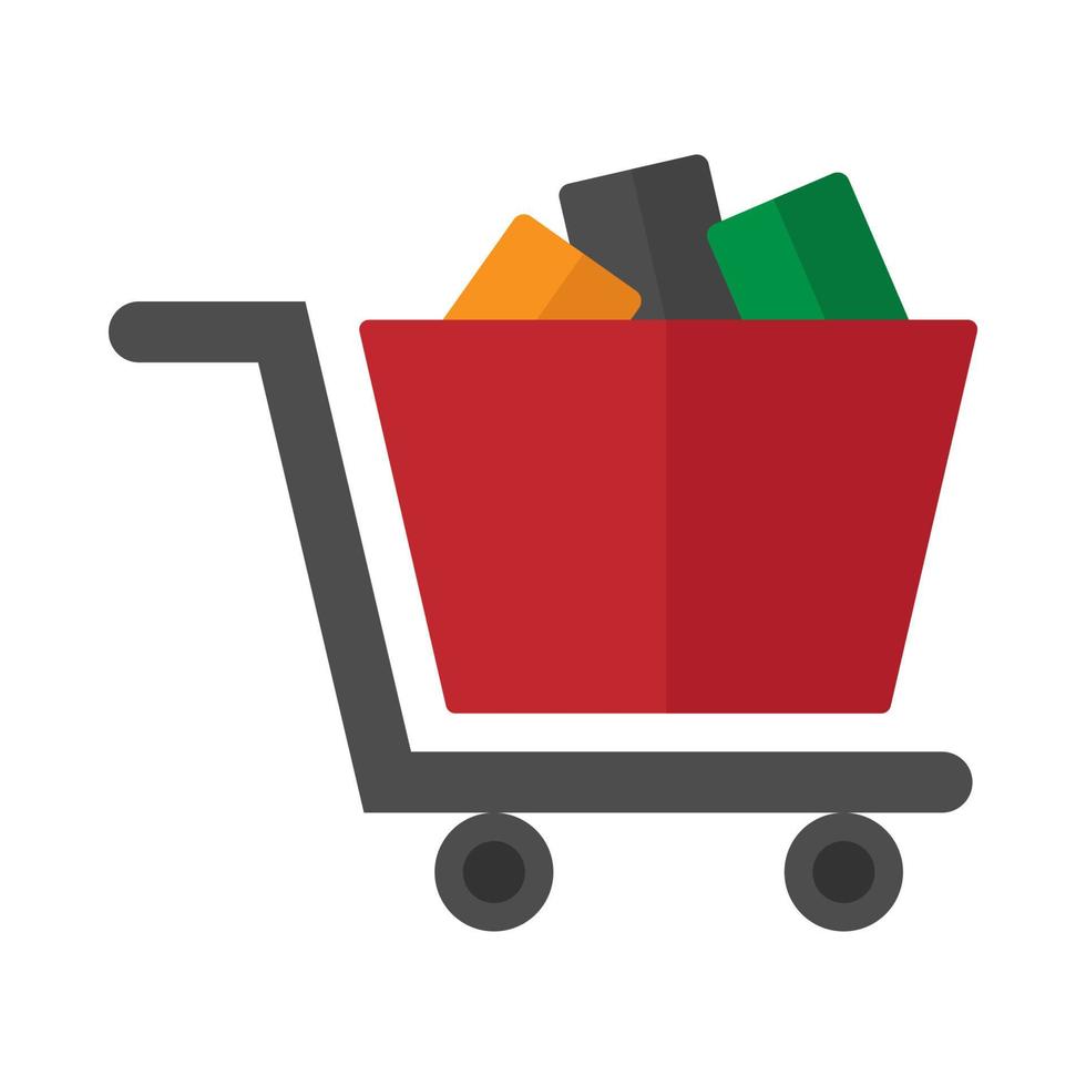 Shopping cart flat icon illustration. Suitable for us as additional elements on posters, templates, website, social media feeds, user interface, etc vector