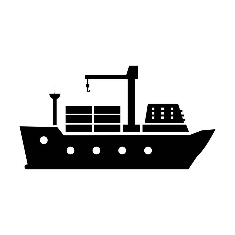 Ship icon illustration vector color black. Editable color. Black silhouette. Suitable for logos, icons, etc Free Vector