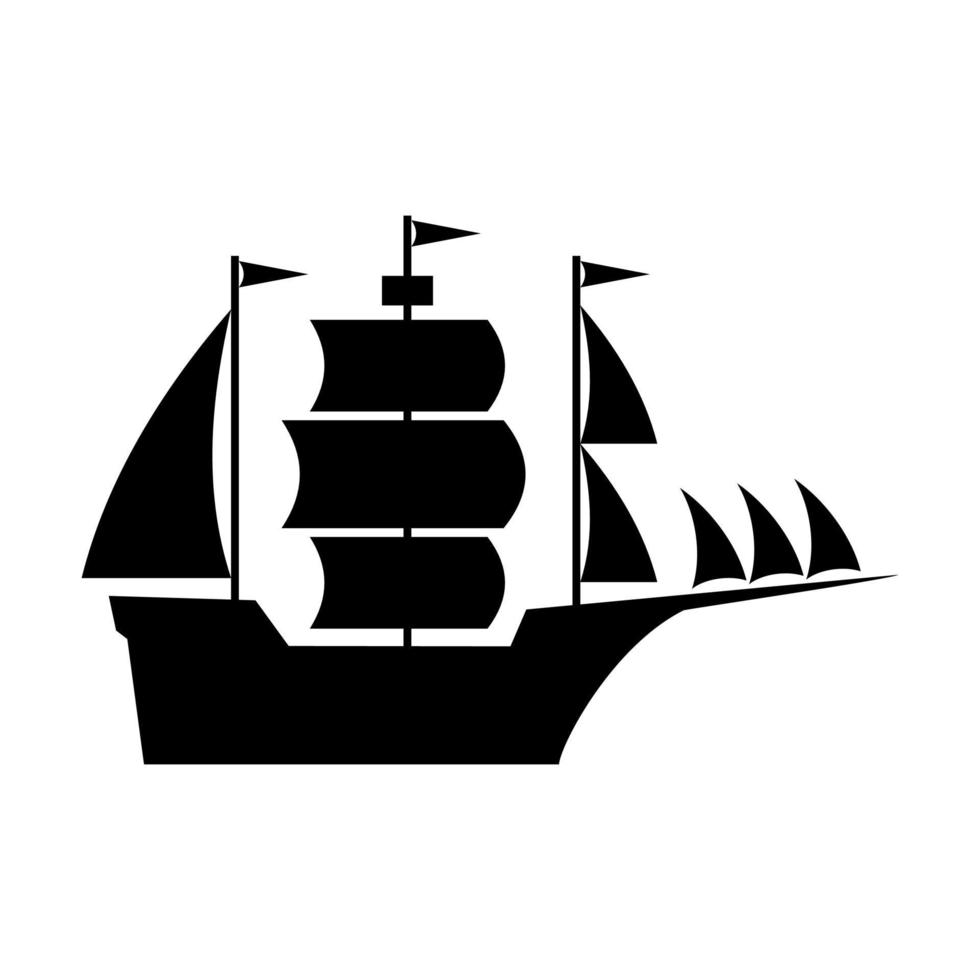 Ship icon illustration vector color black. Editable color. Black silhouette. Suitable for logos, icons, etc Free Vector