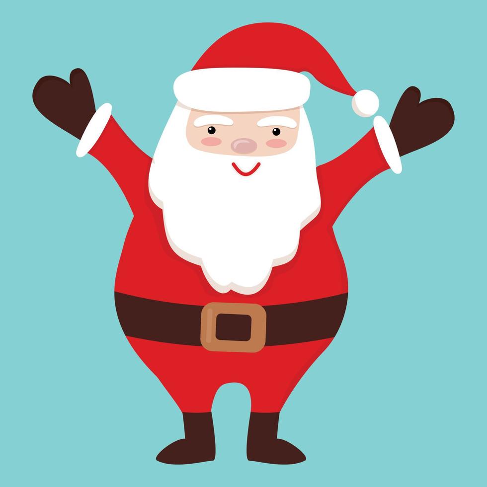 Cute happy Santa Claus character cartoon style. Christmas, New Year, winter holiday vector illustration isolated. Element for winter design