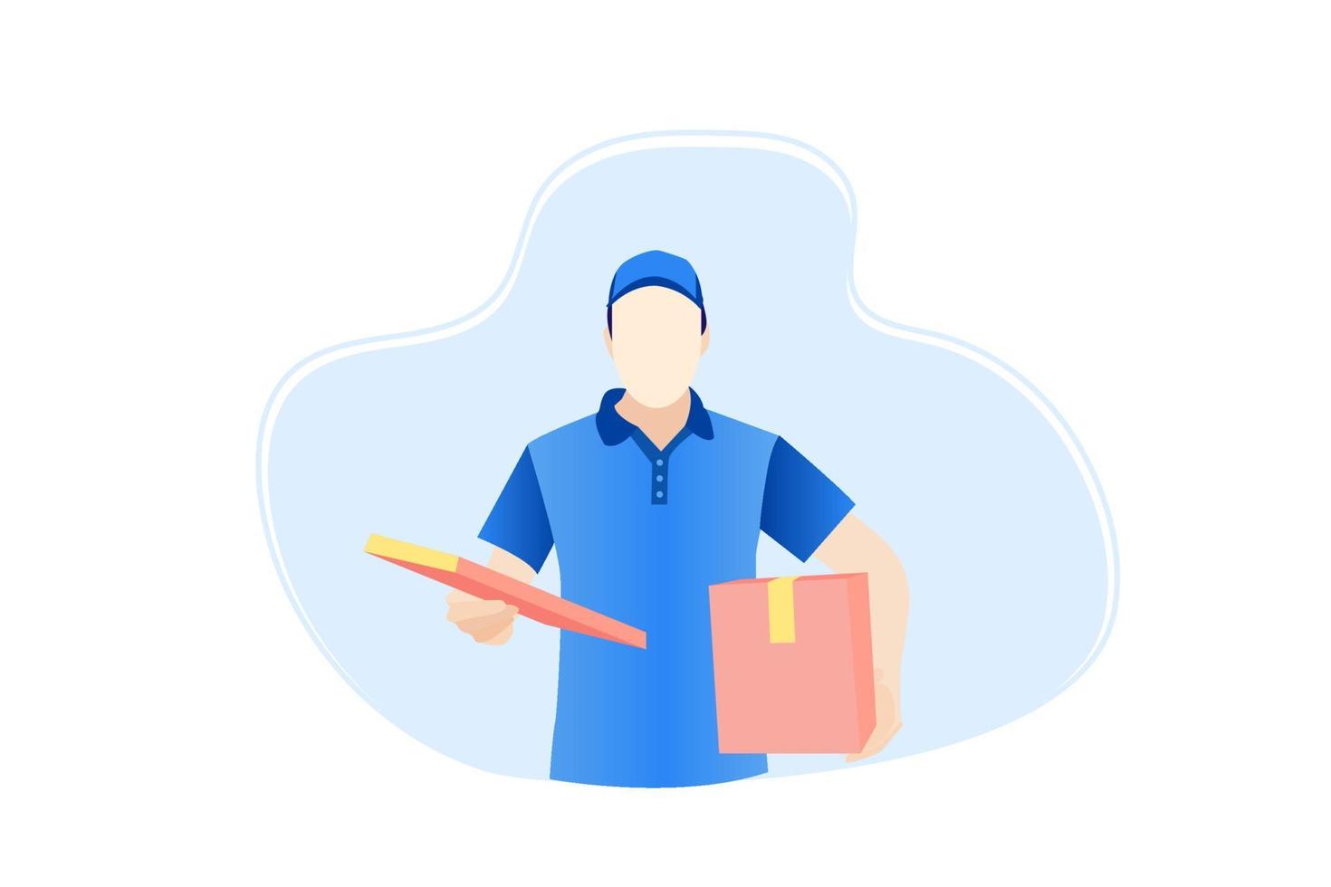 Delivery courier is delivering orders vector