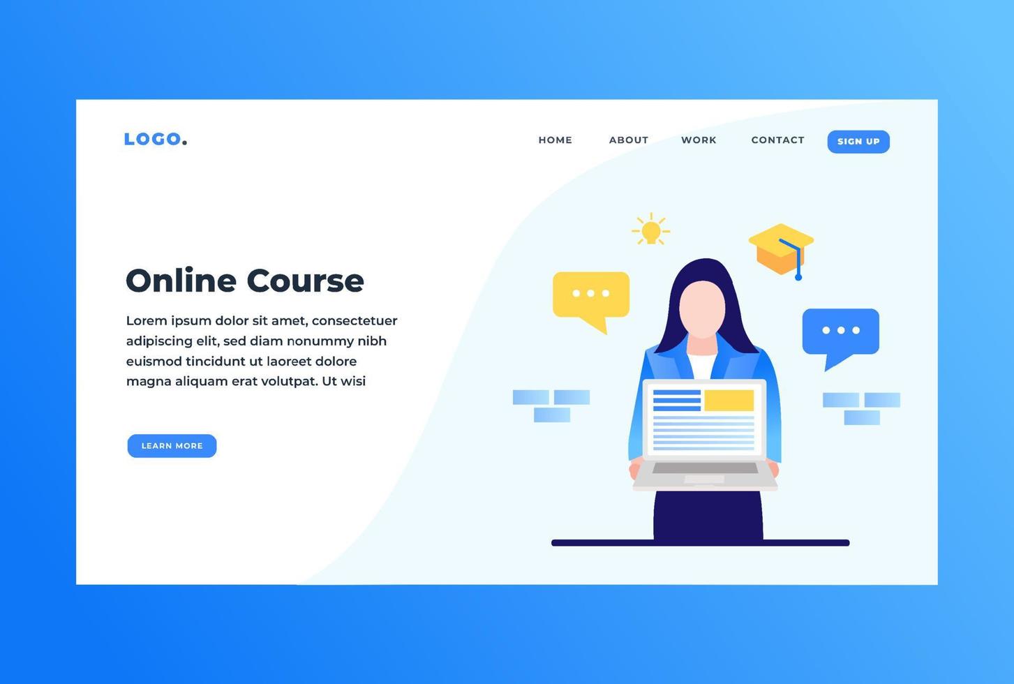 Online course landing page vector