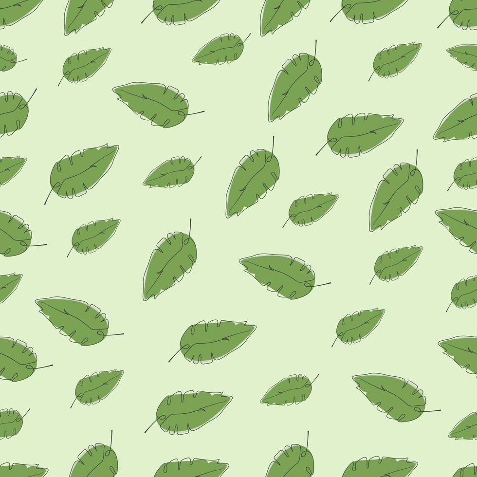 patrón sin costuras con pequeñas hojas. plantas de ilustración vectorial sobre un fondo verde. vector