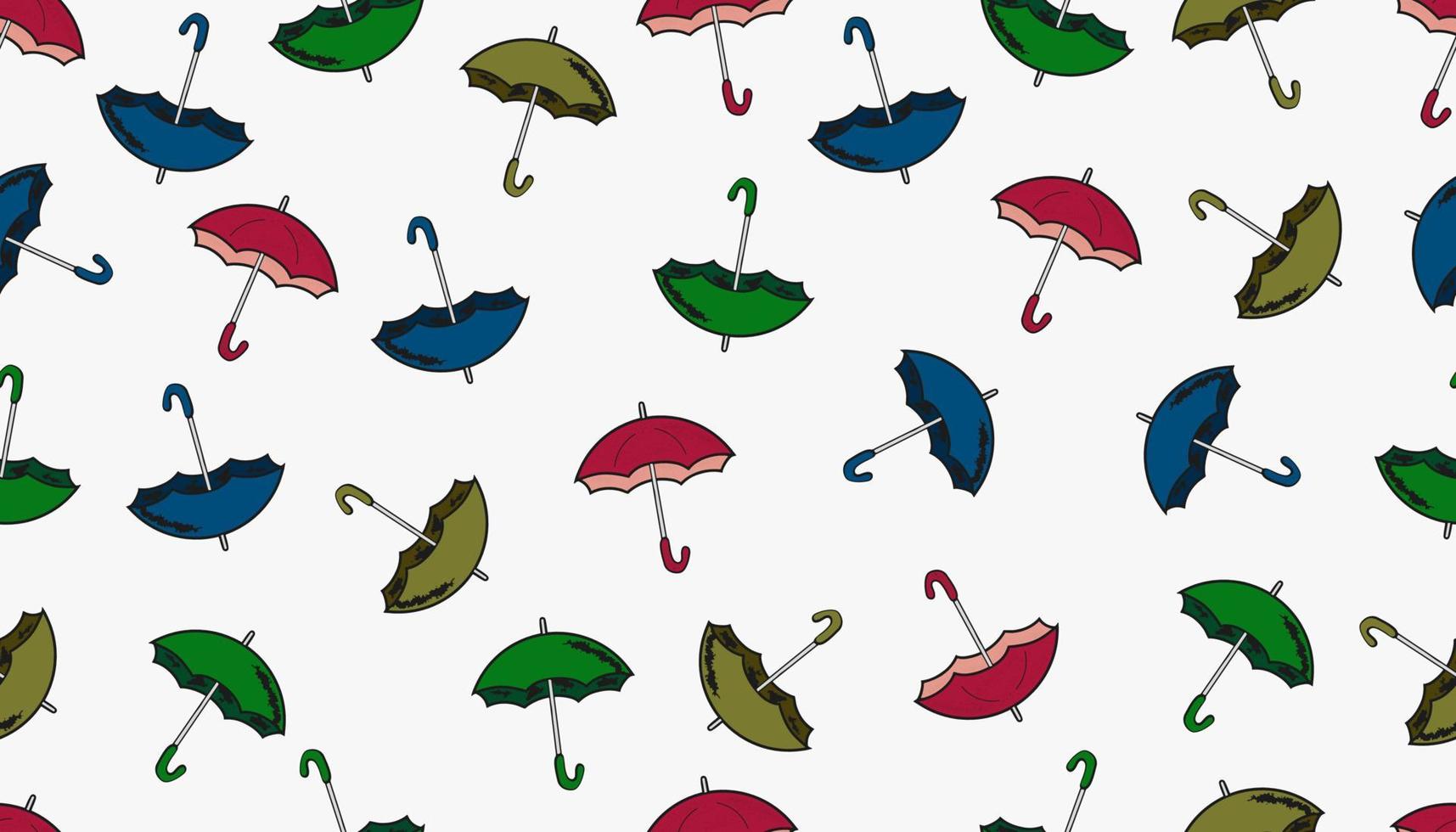 Seamless pattern with flat colored umbrellas. Vector illustration