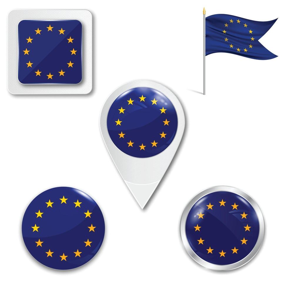 conjunto de iconos de la bandera nacional de la unión europea vector