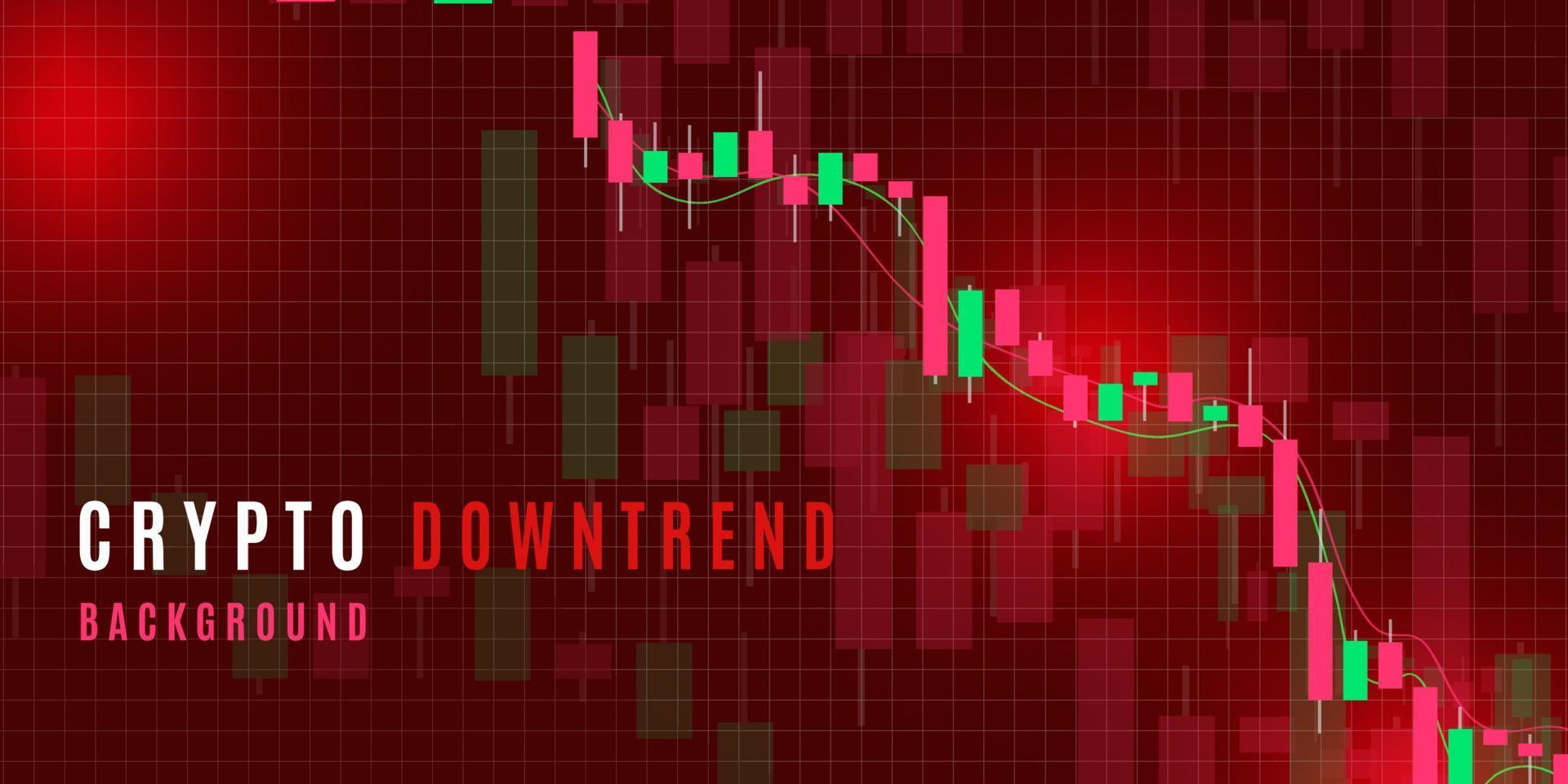 tendencia a la baja del comercio de divisas o criptomonedas modernas de moda con fondo rojo. gráfico de movimiento. gráfico de cotización bursátil con candelabros. ilustración vectorial vector