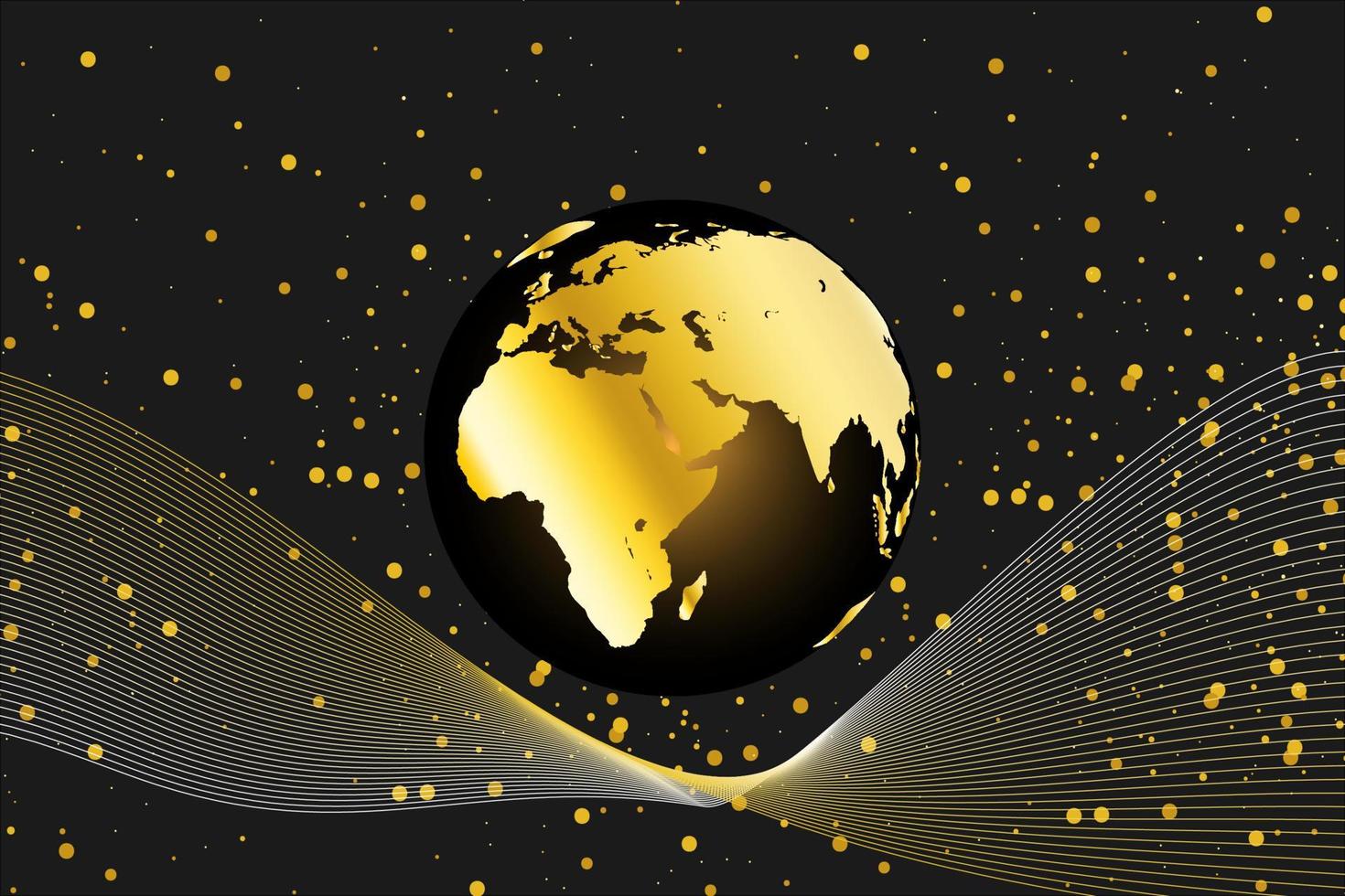 golden earth modern with wave line ornament background. vector illustration