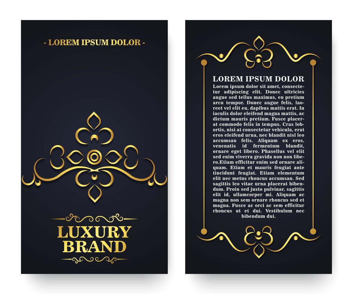 Luxury business card and vintage ornament logo vector template. Retro elegant flourishes ornamental frame design and pattern background.