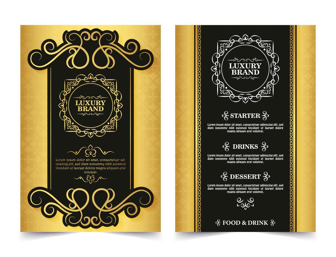 Luxury restaurant menu with ornament vector