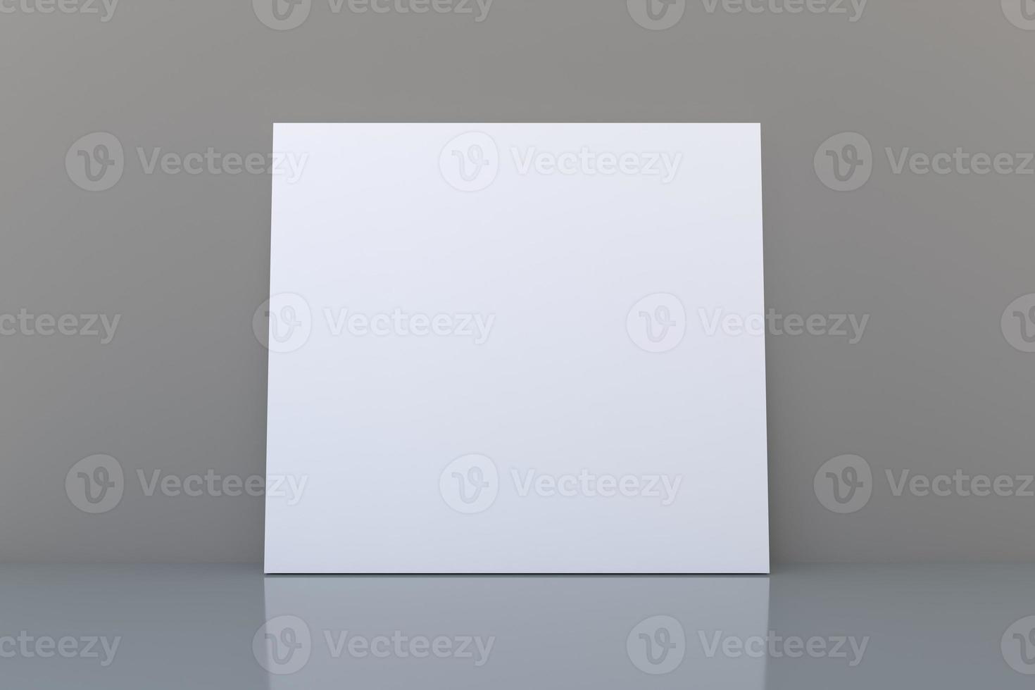 White empty photo frame mockup on floor