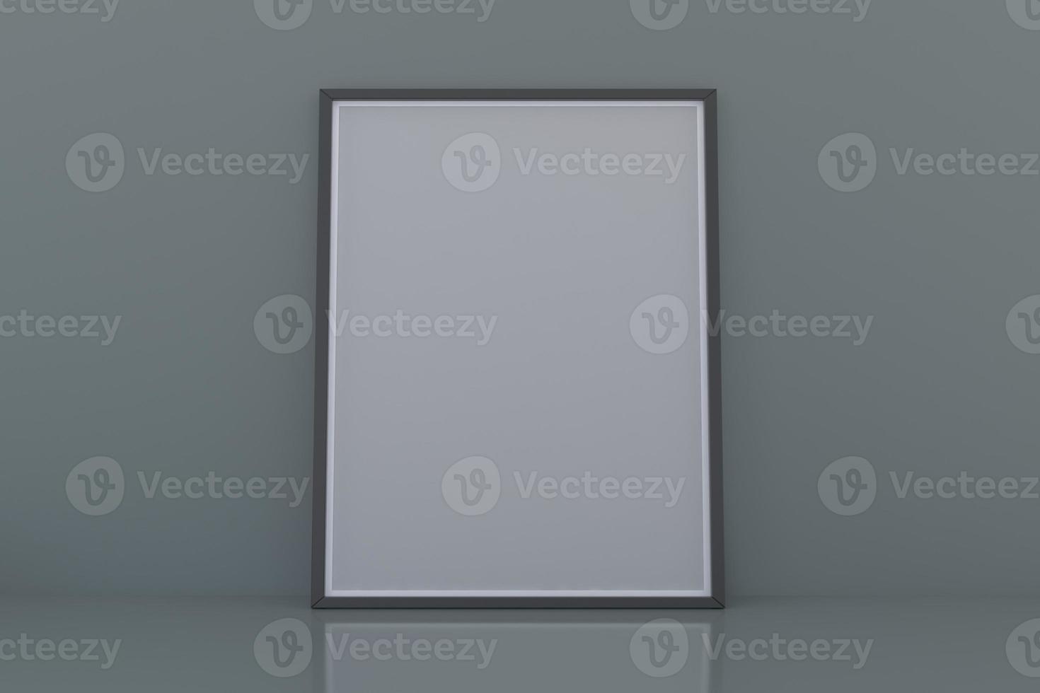 Black empty frame mockup on floor photo