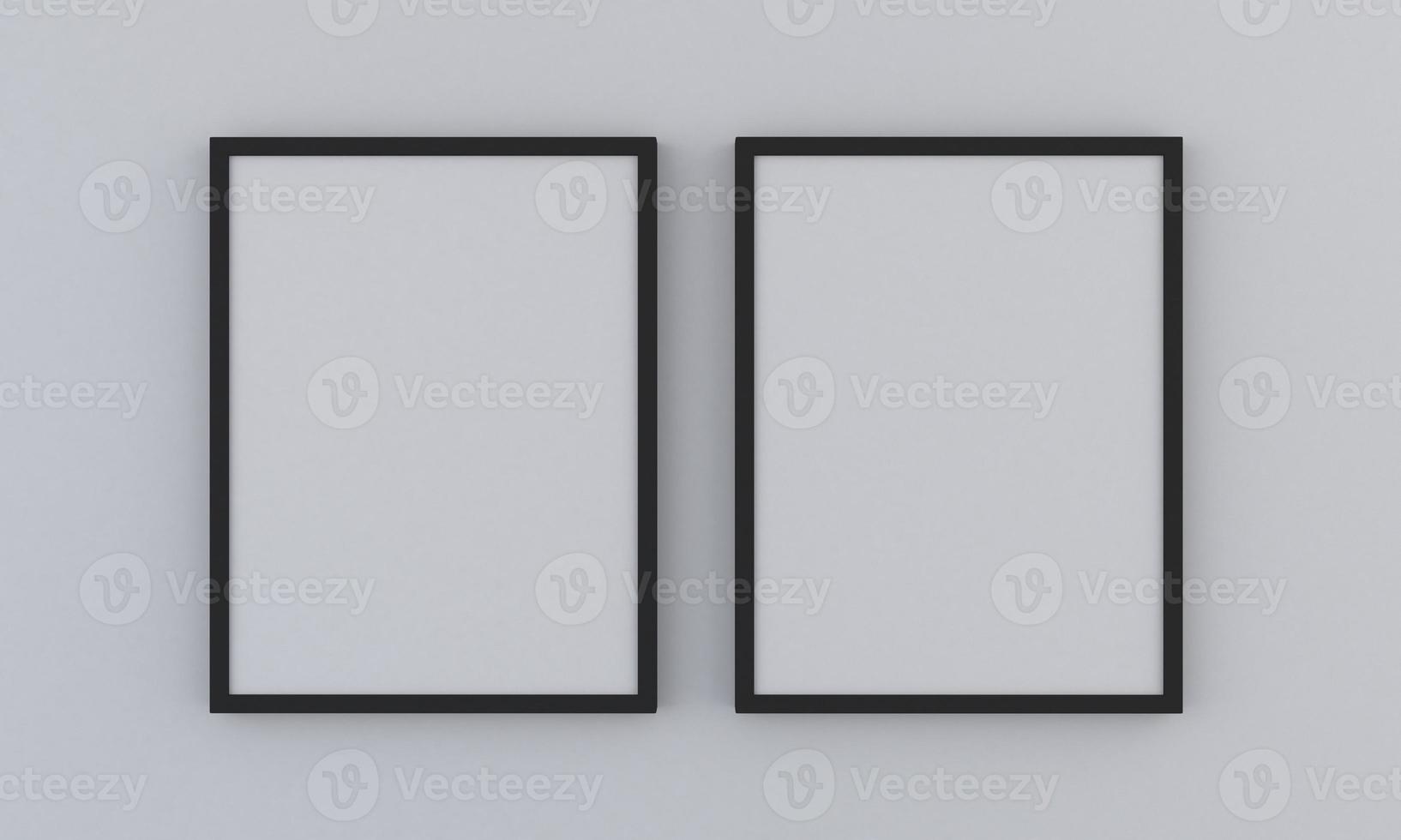 Black two vertical frame mockup on gray background photo
