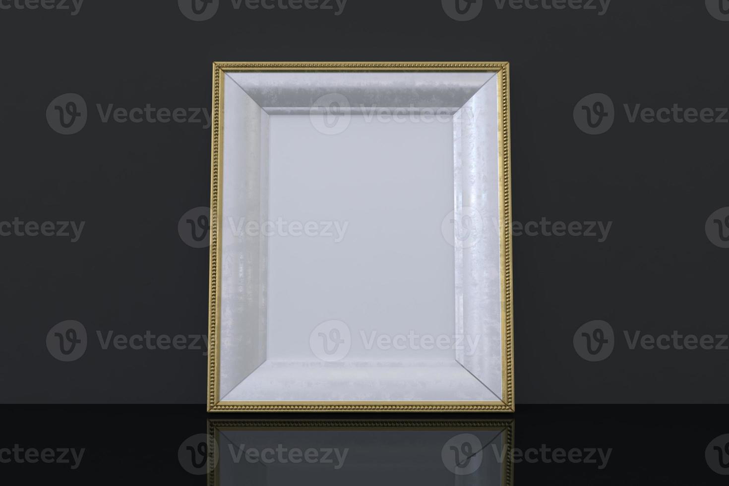 Golden frame mockup with black background photo