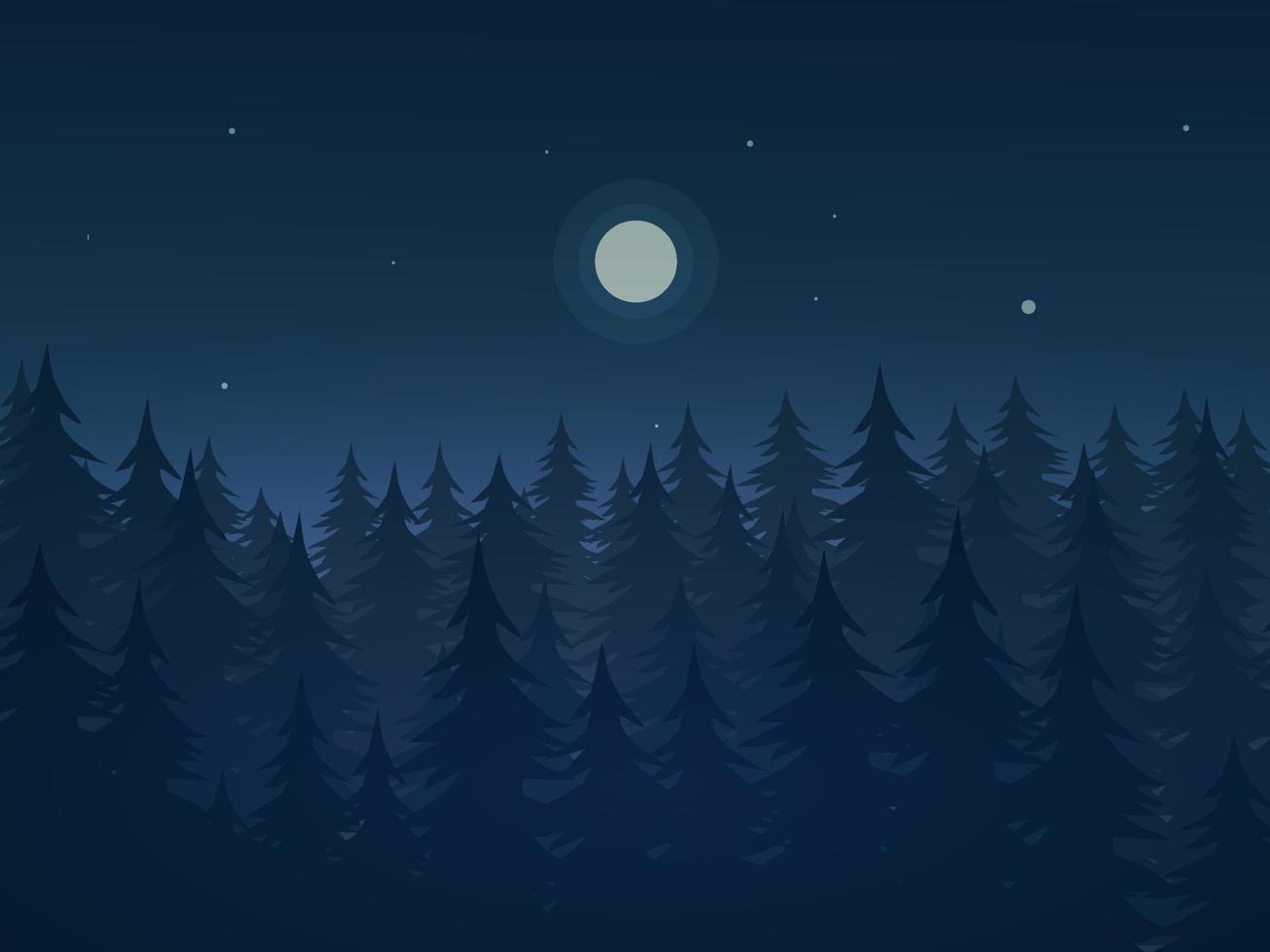 paisaje nocturno de bosque de pinos vector