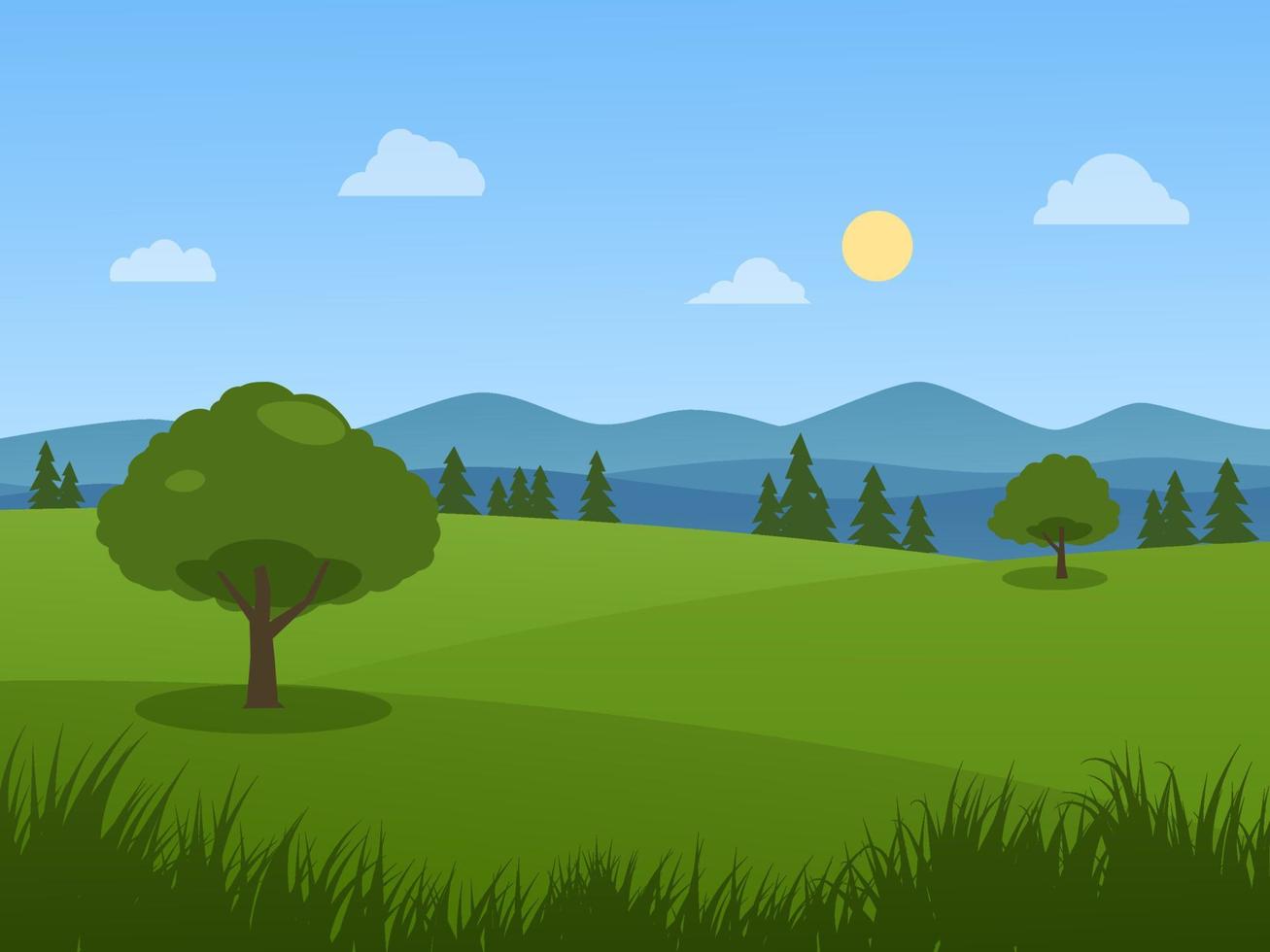 Meadow in Sunny Day vector