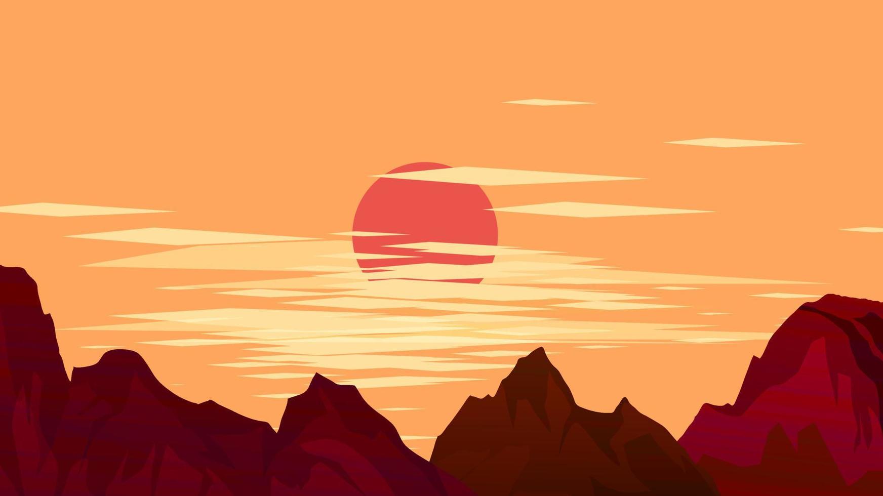 Flat Mountain Sunset vector