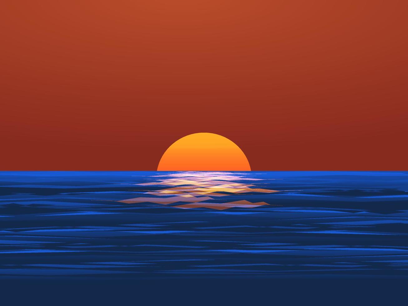 Ocean Glowing Sunset Landscape vector