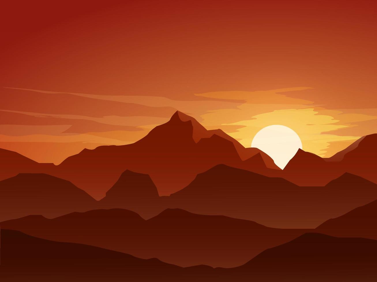 montaña en el paisaje al atardecer vector