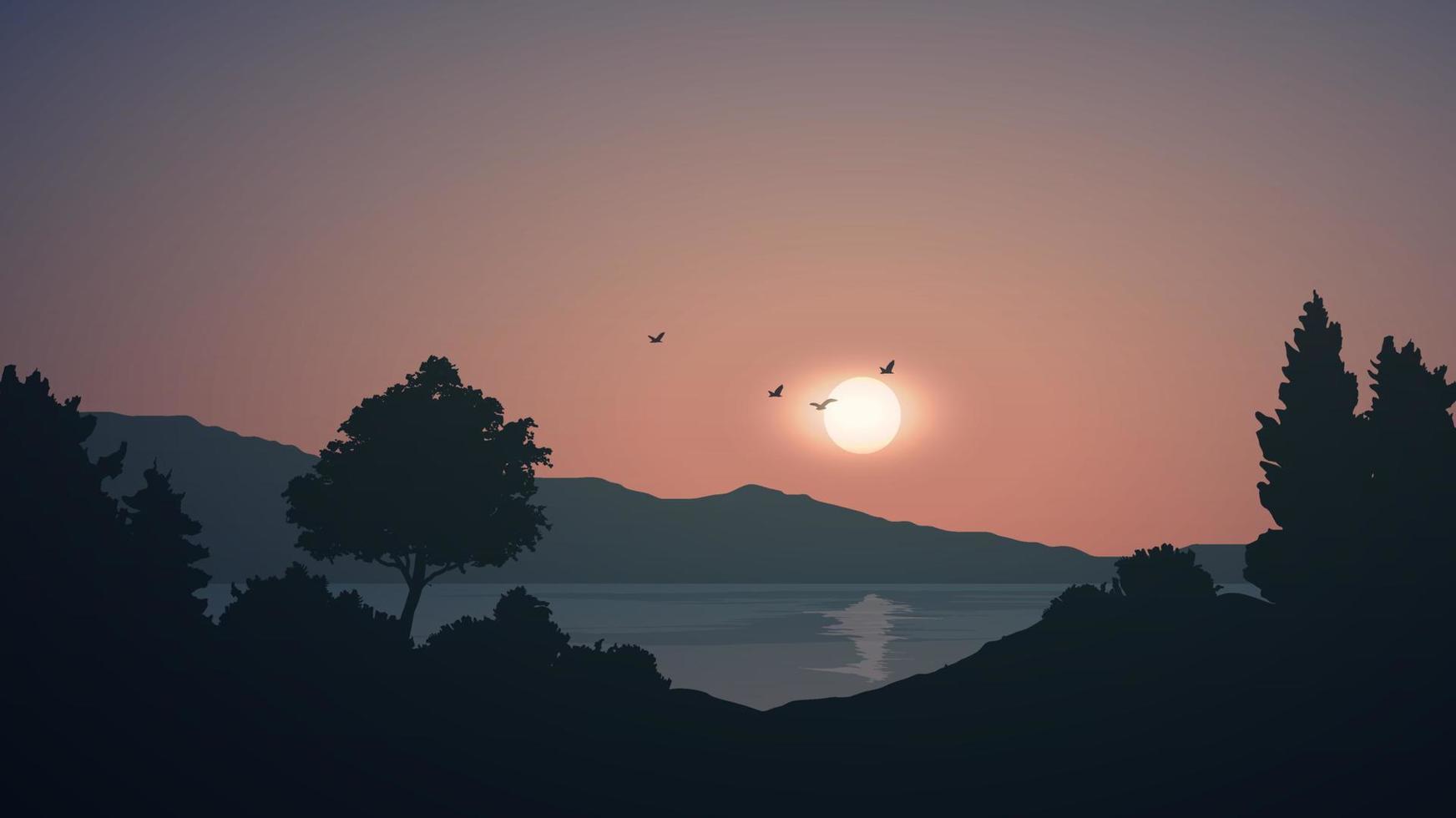 Sunset Landscape Illustration vector