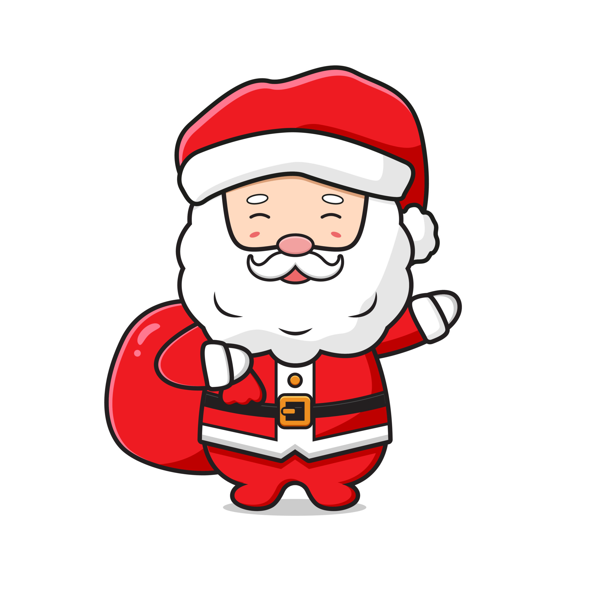 Cute santa claus carrying a presents sack merry christmas cartoon doodle  icon illustration 3642167 Vector Art at Vecteezy
