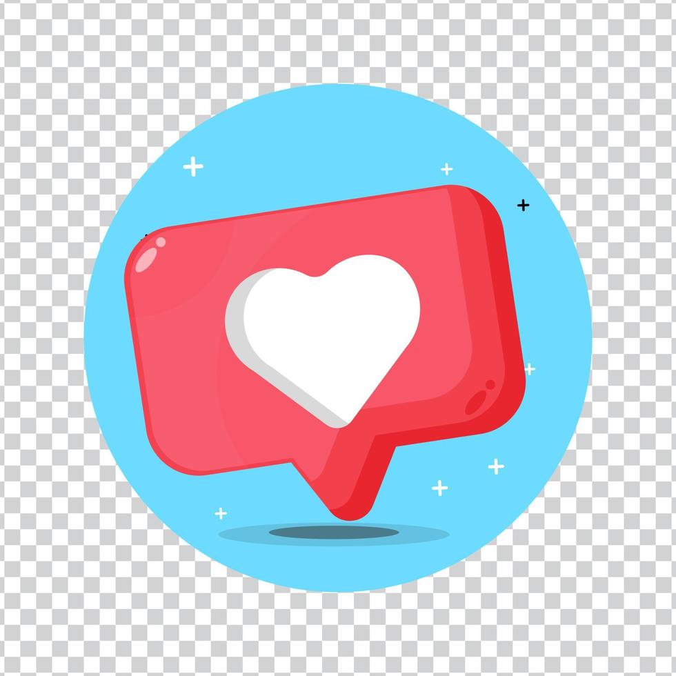 Heart shape social media notification icon on blank background vector