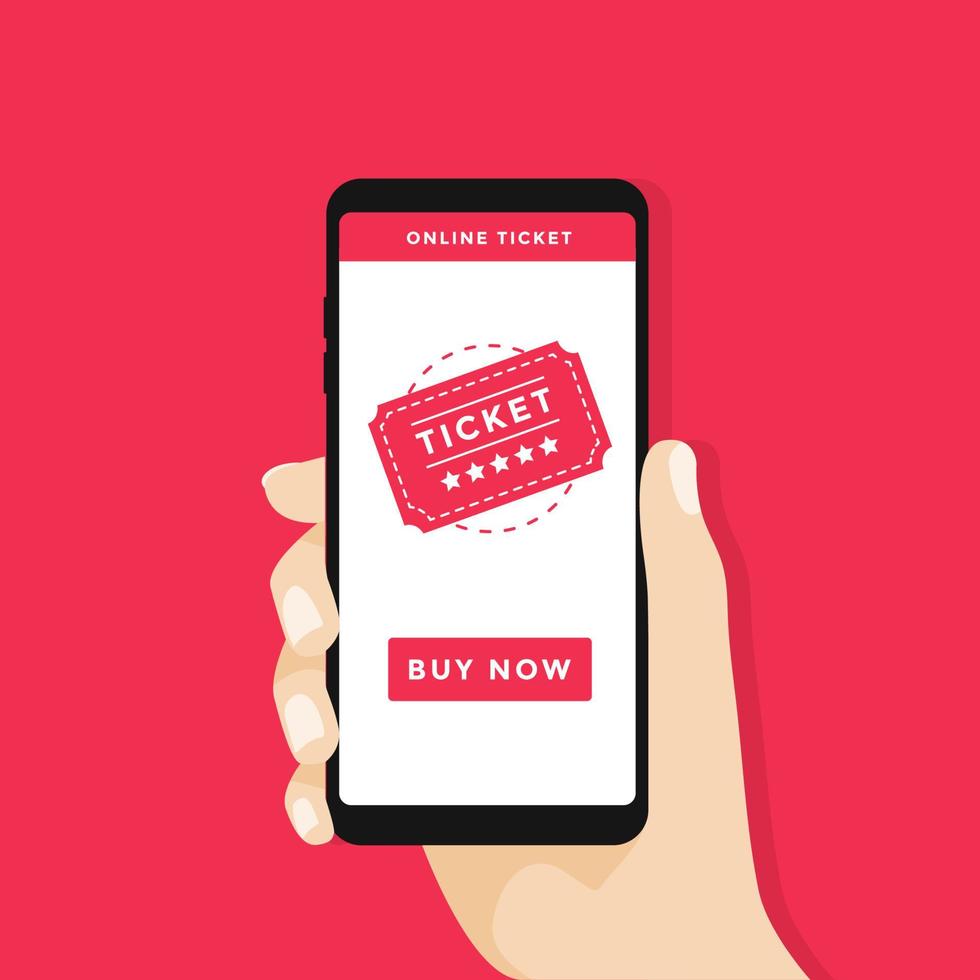 Buy tickets online with a smartphone. Shopping online business, buy online concept. vector