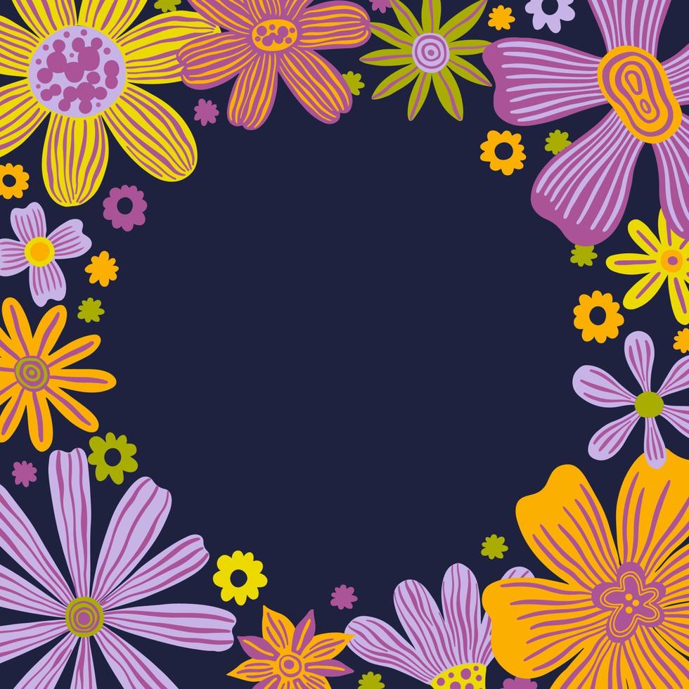 estilo de decoración de diseño plano de marco de flores. frontera floral. vector