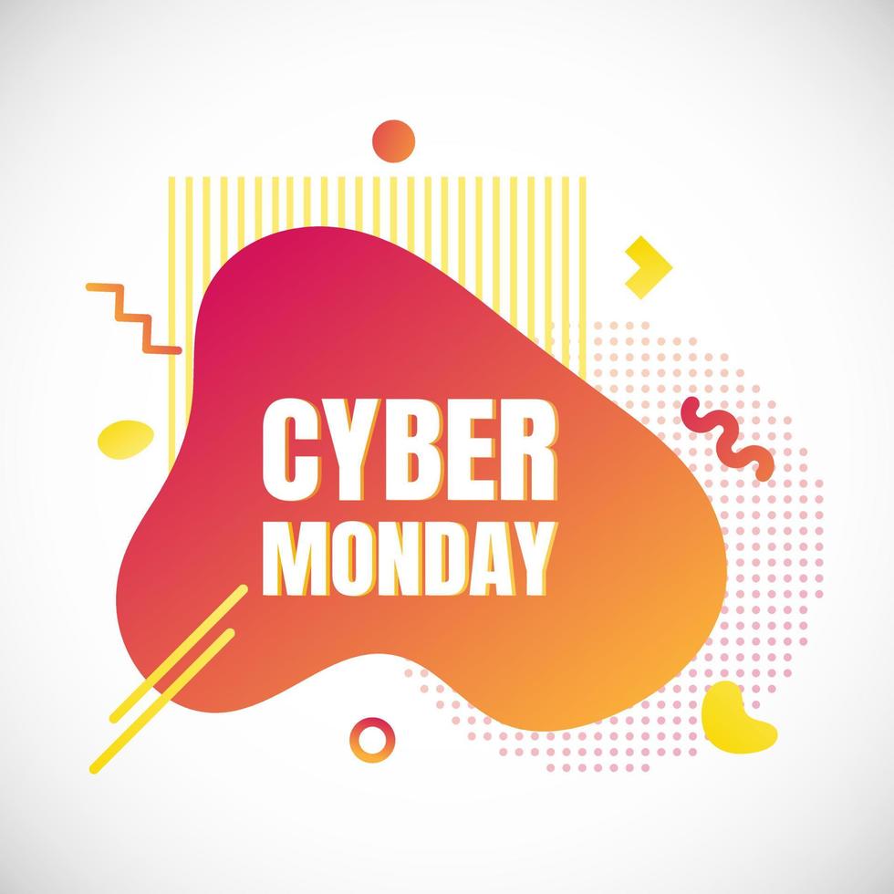 Modern liquid abstract special offer price sign CYBER MONDAY text gradient flat style design fluid vector colorful vector illustration banner simple shape advertising big sale or clearance symbol.