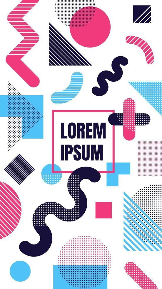 Geometric abstract  colorful in Memphis style line pattern or background vector