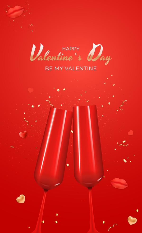 Valentine s Day Holiday Gift Card Background Realistic Design. Template for advertising, web, social media and fashion ads. Poster, flyer, greeting card, header for website Vector Illustration