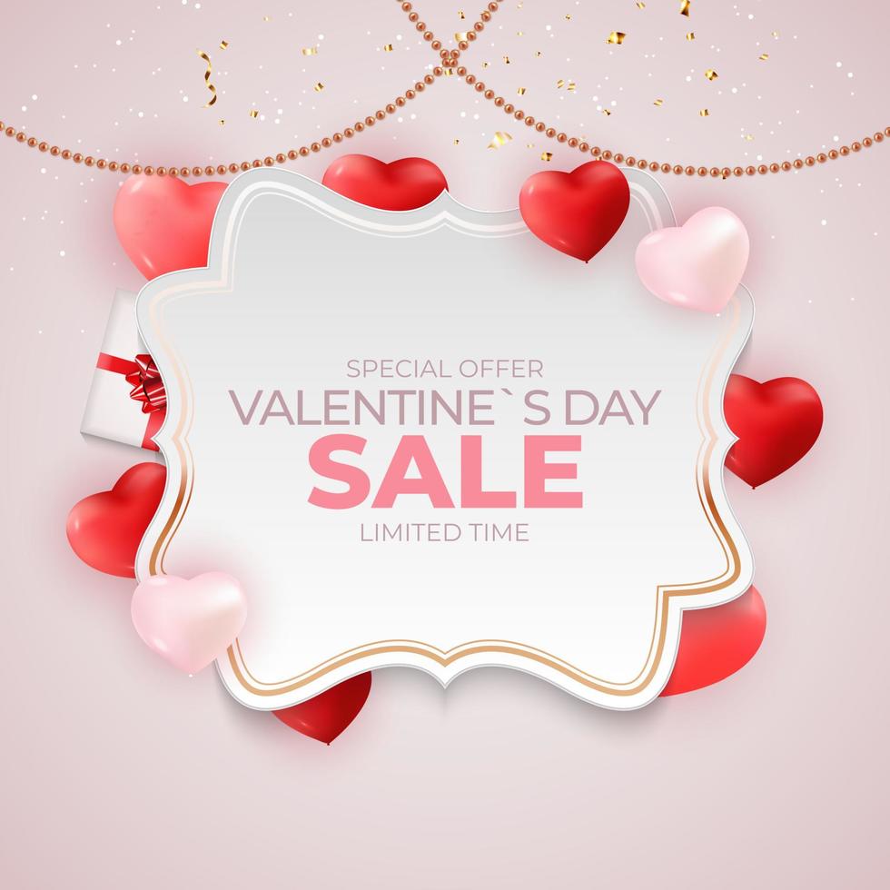 Valentine's Day sale banner Background Design. Template for advertising, web, social media and fashion ads. Horizontal poster, flyer, greeting card, header for website Vector Illustration eps10