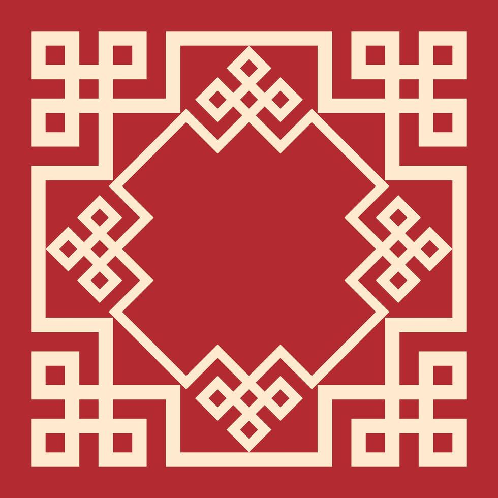 Chinese frame. Decorative oriental ornament frame on red background. Vector