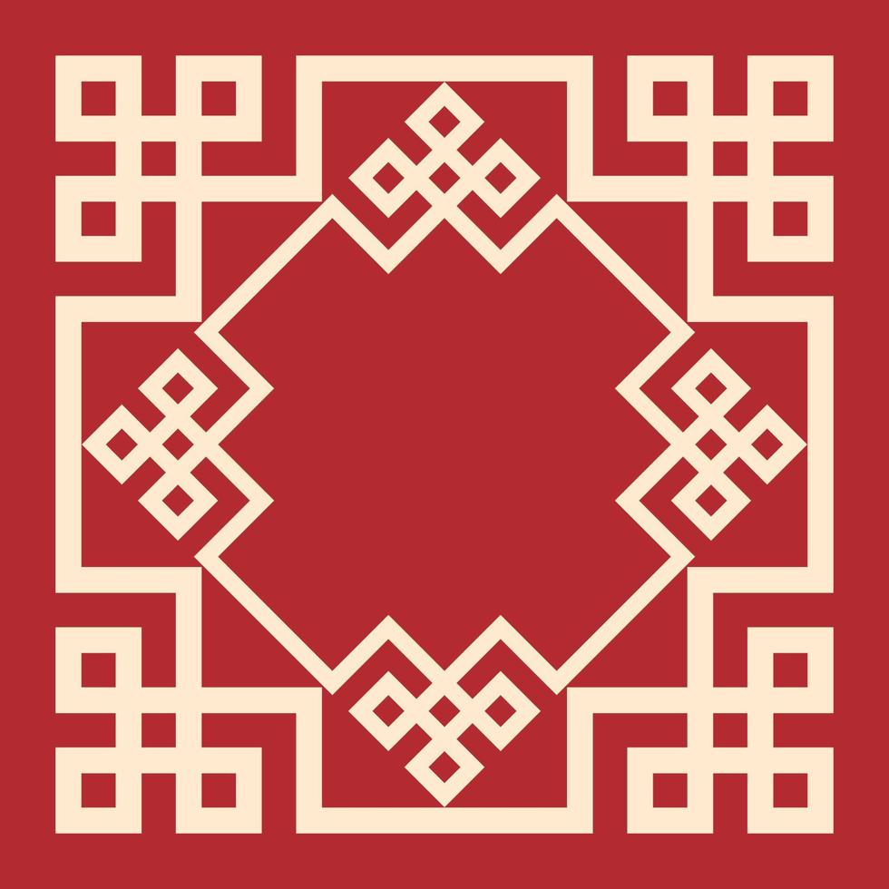 marco chino. marco decorativo ornamento oriental sobre fondo rojo. vector