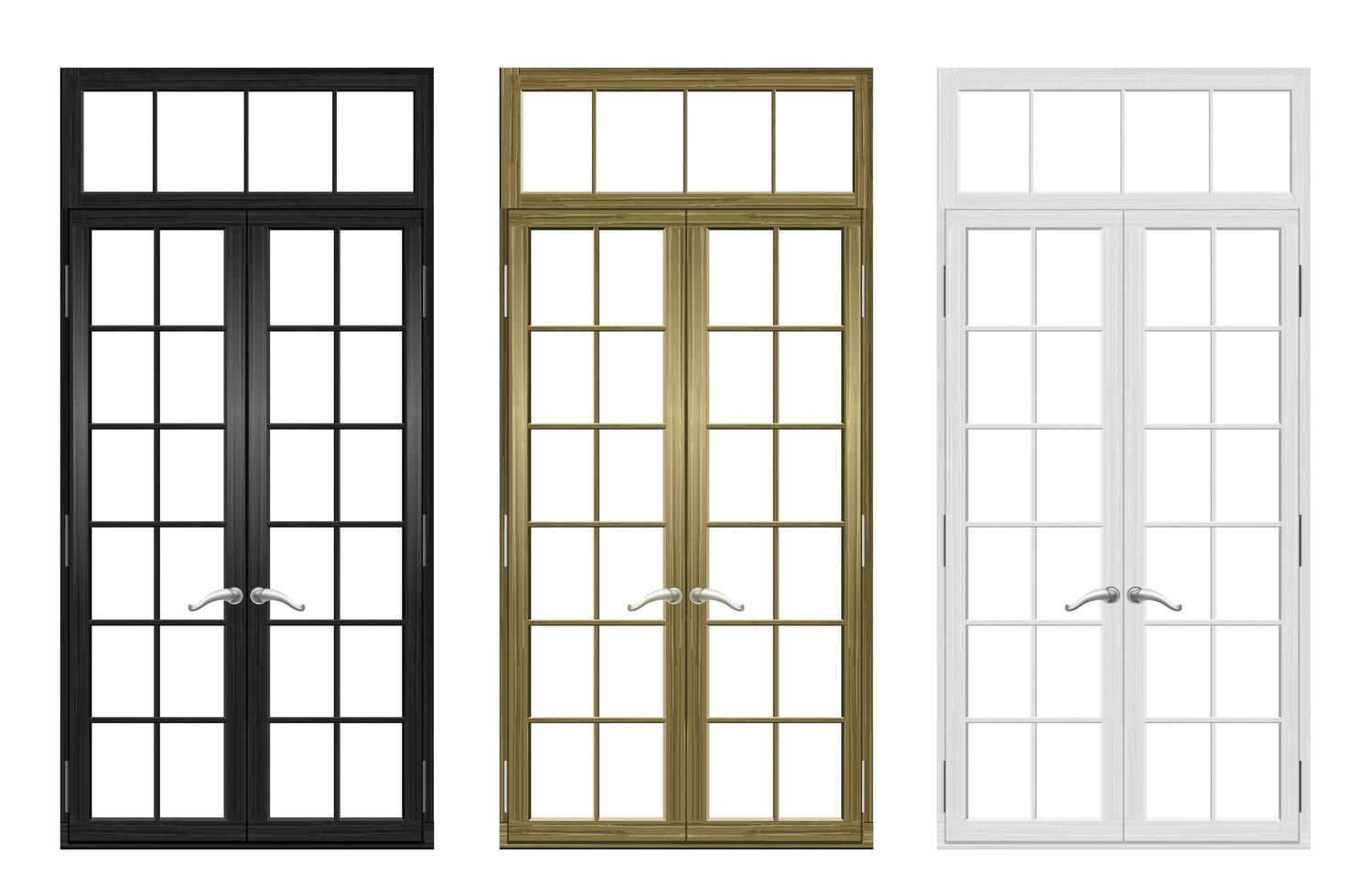 conjunto de puertas y ventanas de madera clásicas vector