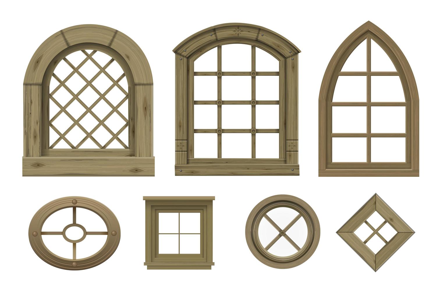 Set of textures of wooden vintage windows vector