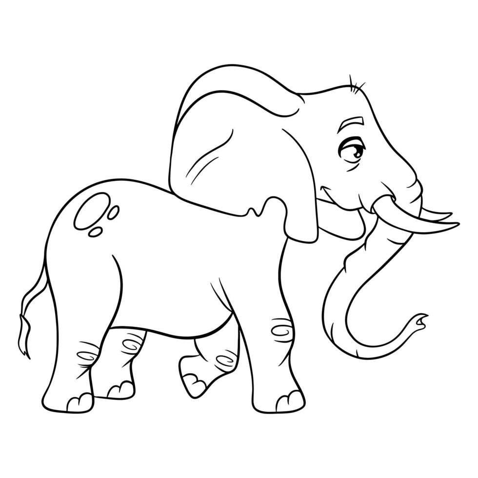 Animal character funny elephant in line style. Children's illustration. vector