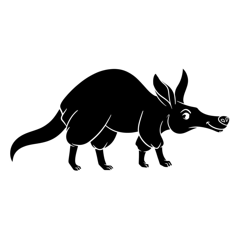 Animal character funny aardvark silhouette. Children's illustration. vector