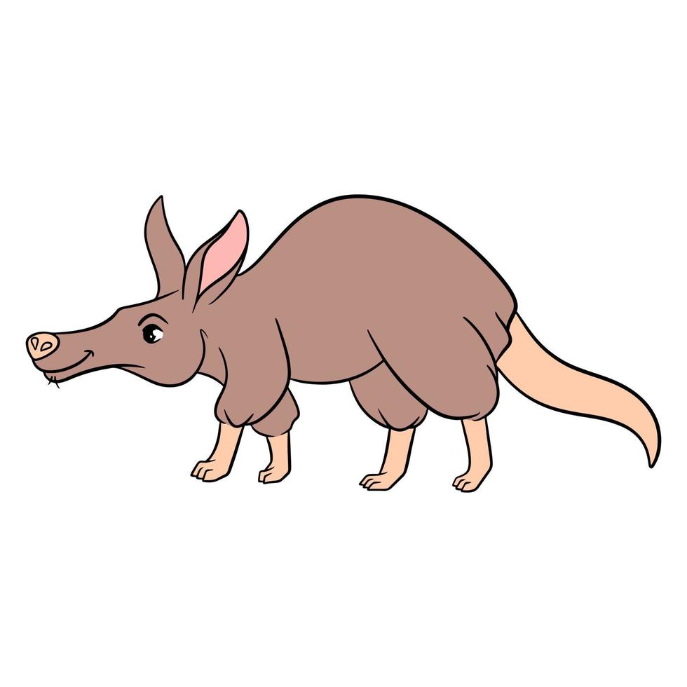 Animal character funny aardvark in cartoon style. Children's illustration. vector