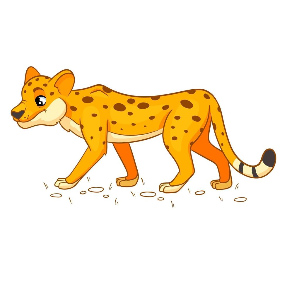 guepardo divertido personaje animal en estilo de dibujos animados. ilustración infantil. vector