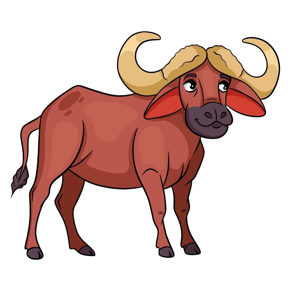 Animal character funny buffalo in cartoon style. Children's illustration.  3643272 Vector Art at Vecteezy