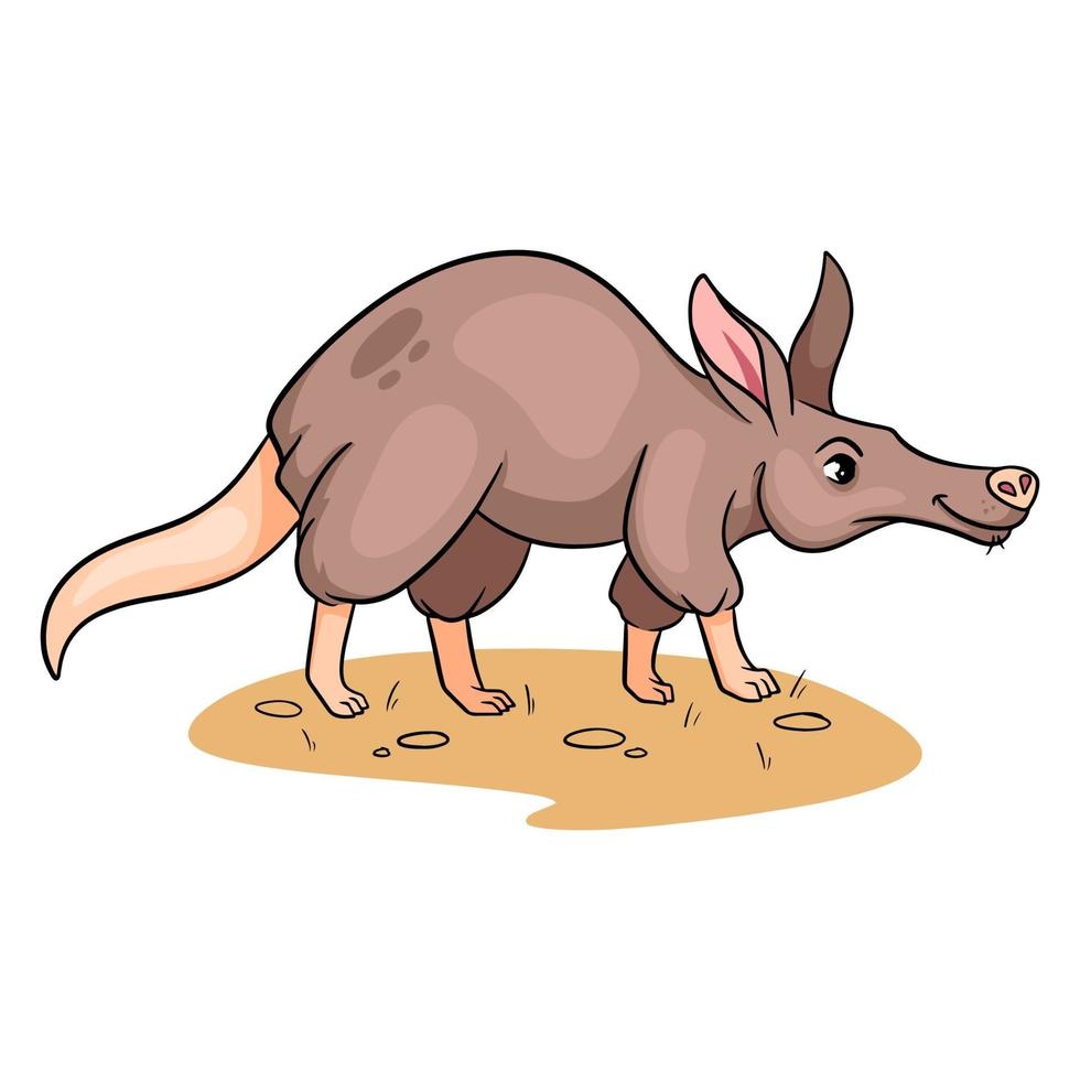 Animal character funny aardvark in cartoon style. Children's illustration. vector