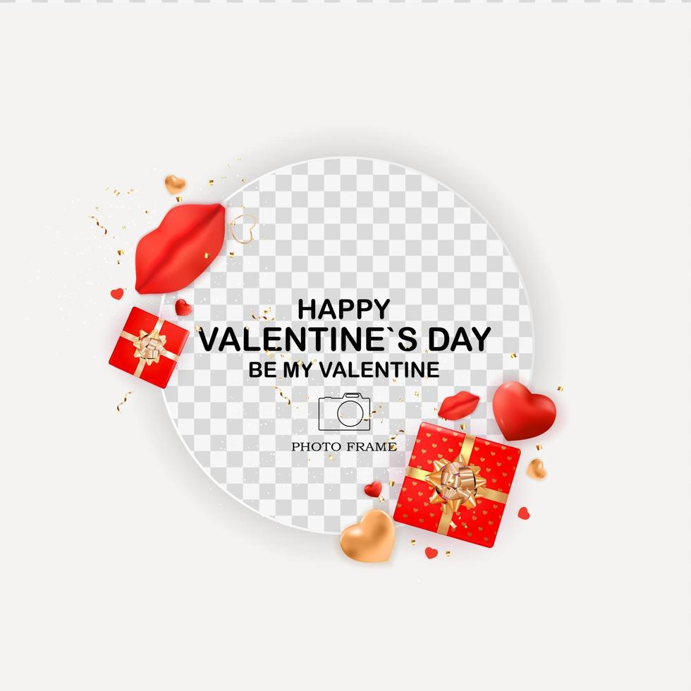 Holiday Background Photo Frame Template. Valentine s Day Love Concept for post in Social Network. Vector Illustration EPS10