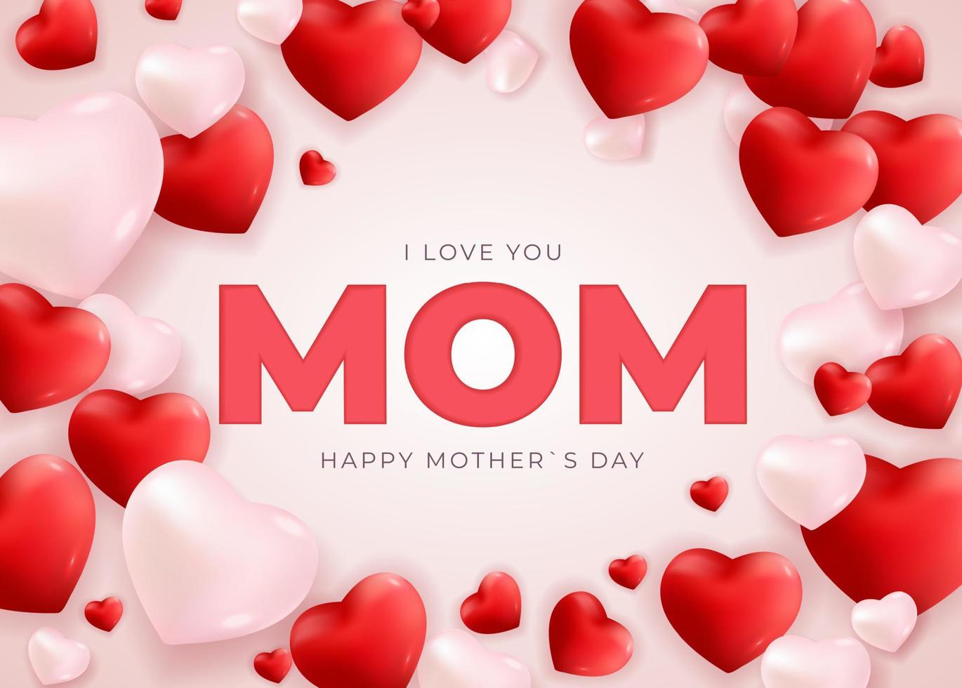 I love you mom. Happy Mother s Day holiday background. Vector Illustration