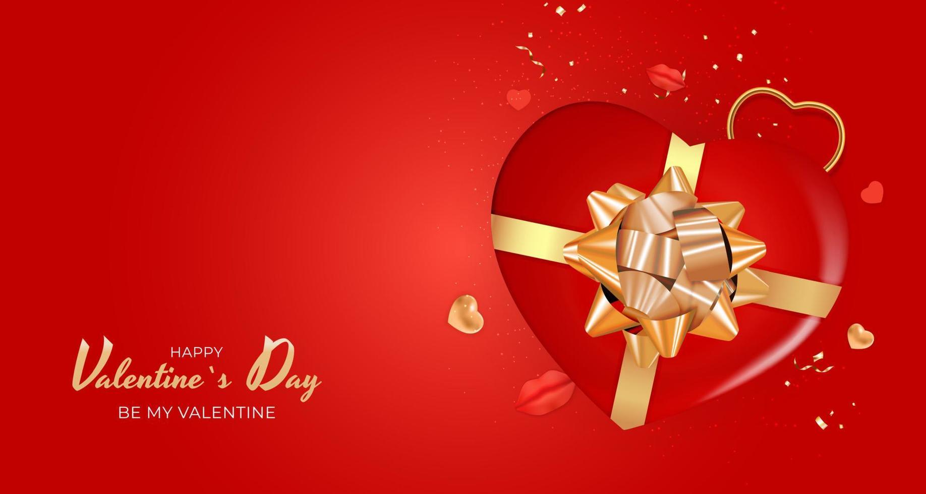 Valentine s Day Holiday Gift Card Background Realistic Design. Template for advertising, web, social media and fashion ads. Poster, flyer, greeting card, header for website Vector Illustration EPS10