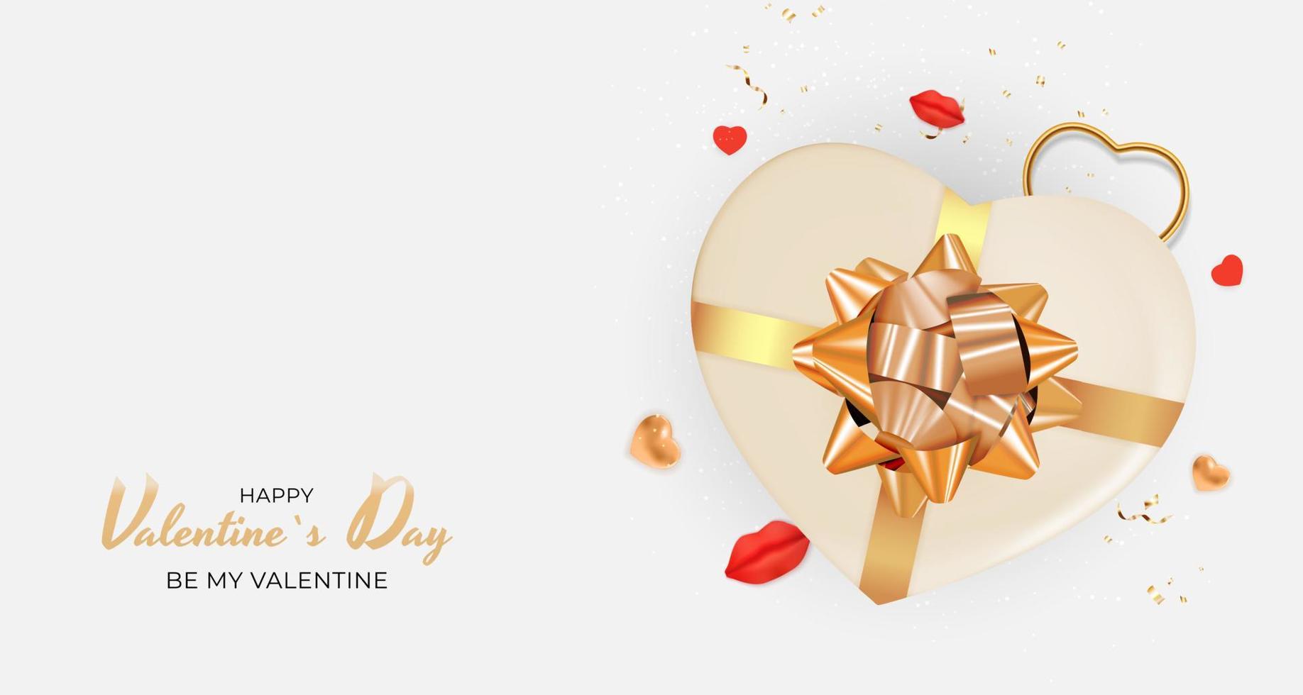 Valentine s Day Holiday Gift Card Background Realistic Design. Template for advertising, web, social media and fashion ads. Poster, flyer, greeting card, header for website Vector Illustration EPS10