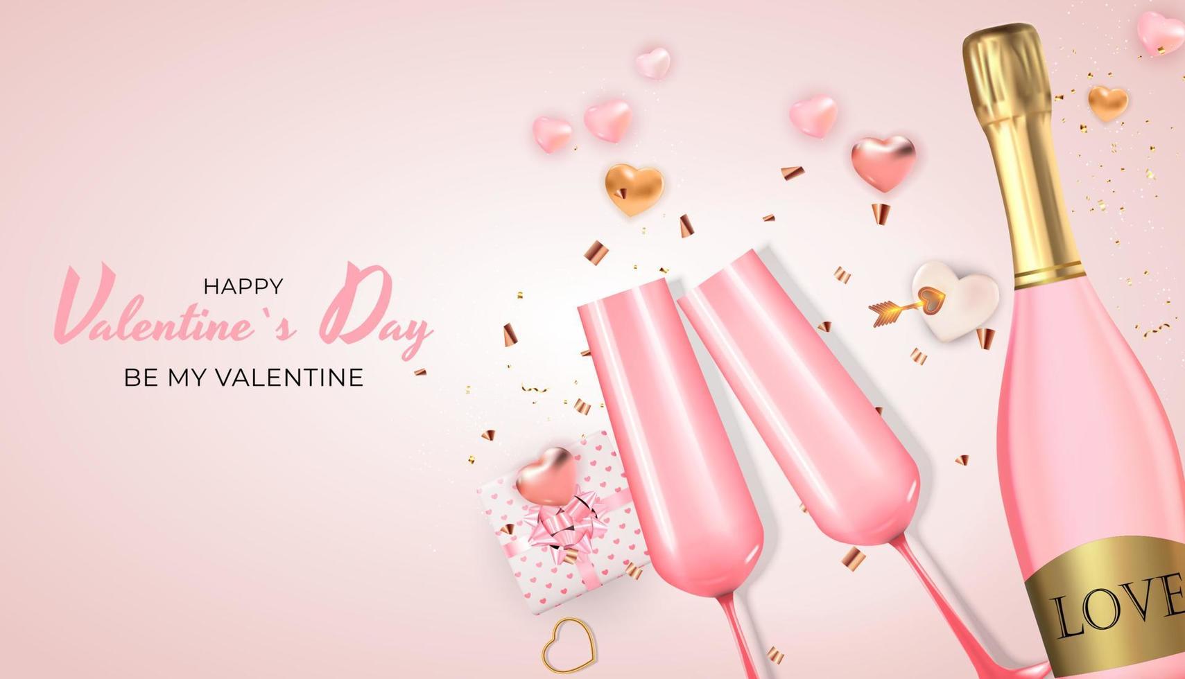 Valentine's Day Holiday Gift Card Background Realistic Design. Template for advertising, web, social media and fashion ads. Poster, flyer, greeting card, header for website Vector Illustration EPS10