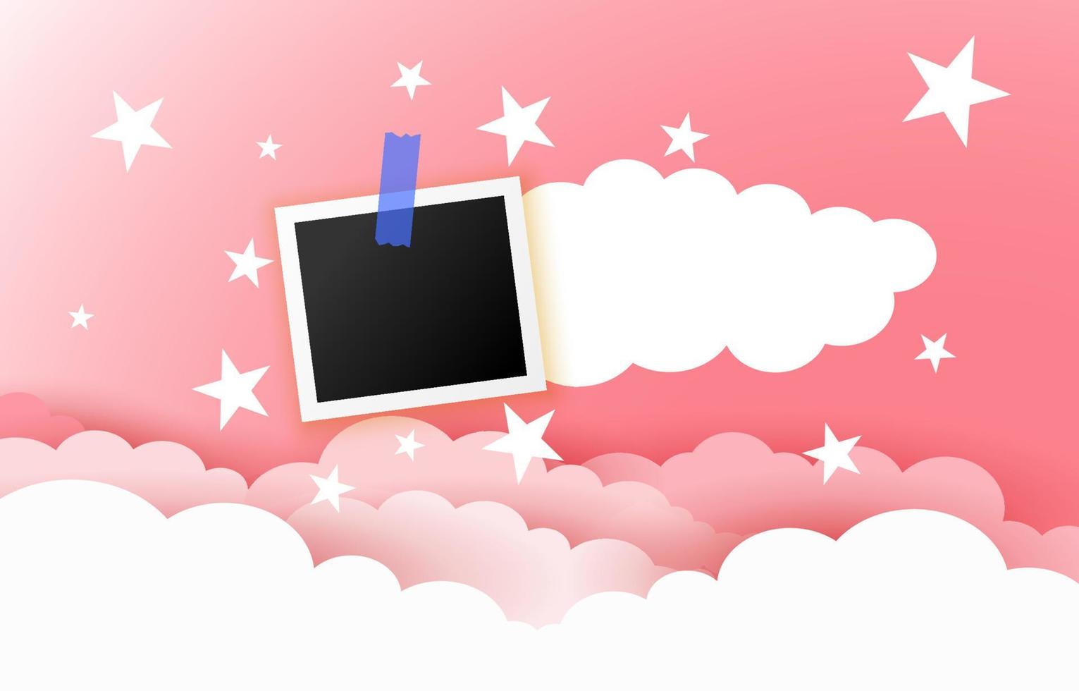 photo frames with clouds stars vector